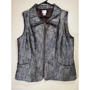 Zenergy by Chico's Metallic Woman's Best Size 3 Silver and Gray Polyester